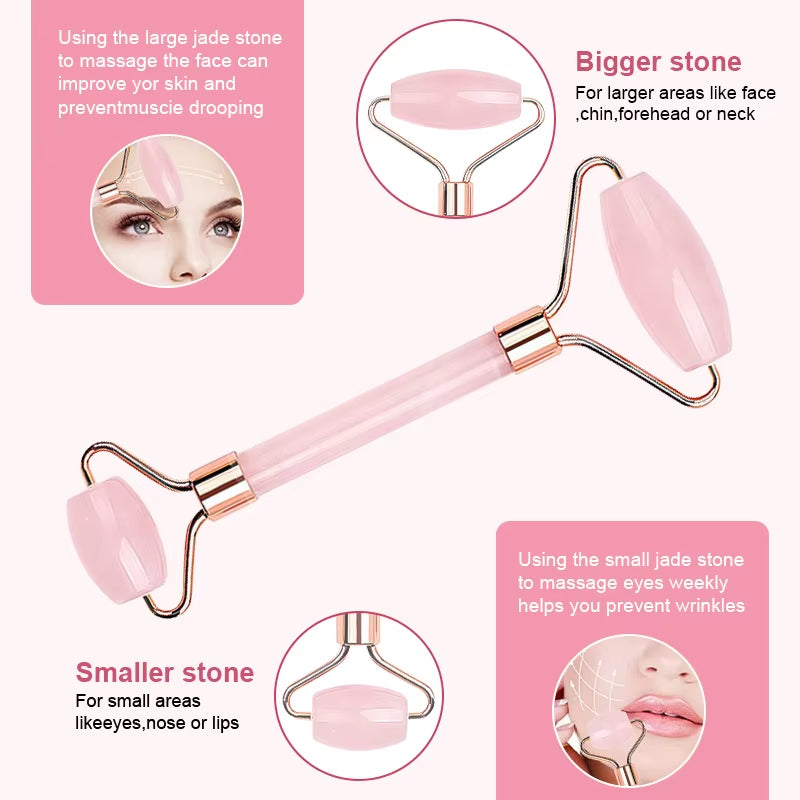 ROLE MODEL-Rose Quartz Facial Roller + Gua Sha Set