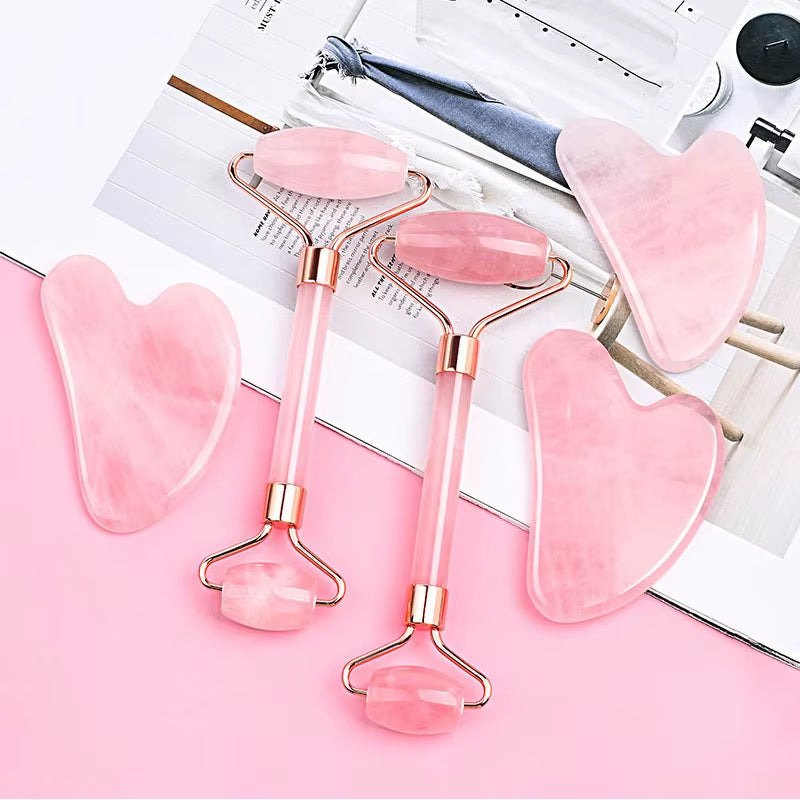 ROLE MODEL-Rose Quartz Facial Roller + Gua Sha Set